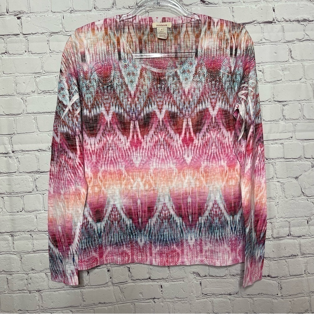 Sundance Sublimation Print Long Sleeve Crewneck Tee size Small